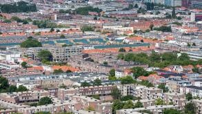Aerial cityscape of The Hague, governmental city of the Netherlands