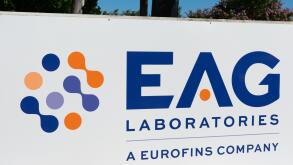 EAG Laboratories sign at the company office in Silicon Valley, high-tech hub of San Francisco Bay Area