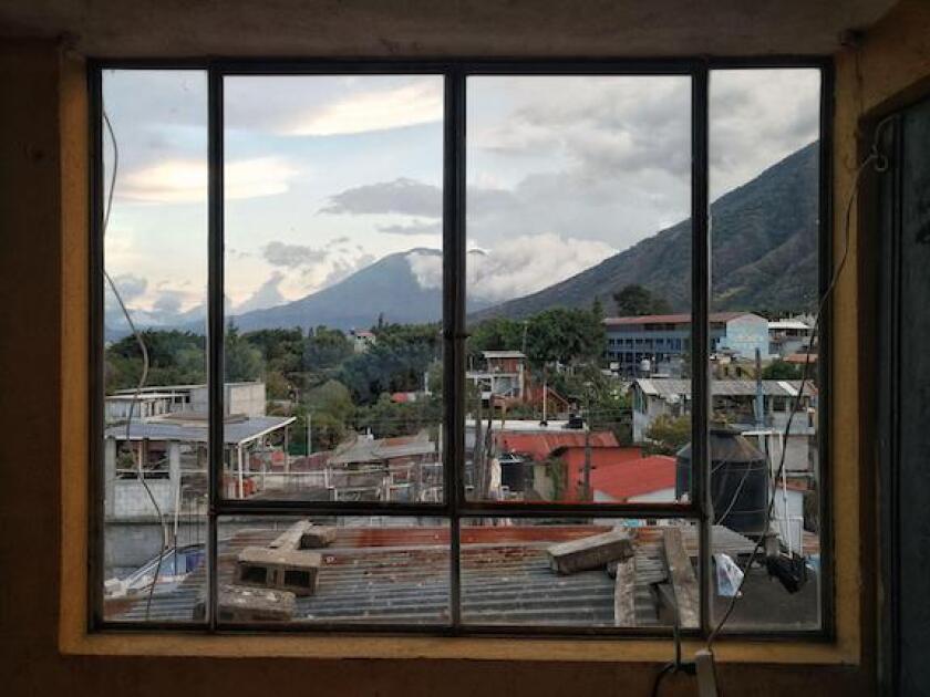 Volcano, window, Guatemala, LatAm, Alamy, 575