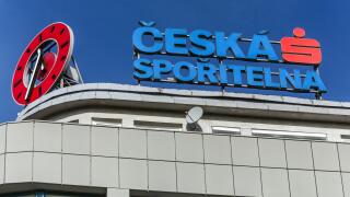 Ceska Sporitelna logo on building Prague
