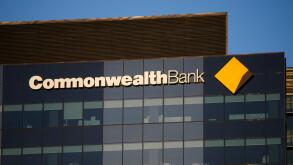 das Logo der Marke "Commonwealth Bank", Melbourne, Australia.