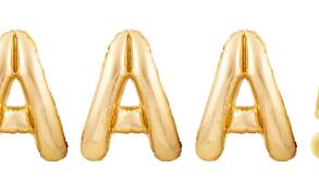 Shout AAA! made of inflatable balloons isolated on white background