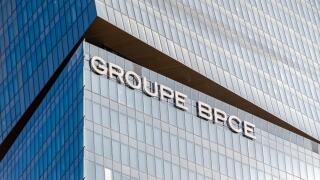 Exterior view of the headquarters of the French banking group BPCE, resulting from the merger of the Banque Populaire and the Caisse d'Epargne groups