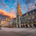 Munich, Germany. Cityscape image of downtown Munich, Germany with Marienplatz at beautiful autumn sunrise.