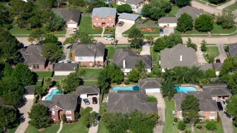 Aerial view of suburban housing near Houston Texas. Image shot 04/2008. Exact date unknown.