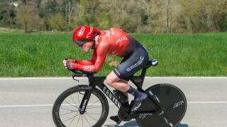 Alan Riou (Team Arkea Samsic) seen in action during an individual time trial.The Tour of Catalonia Cycling 2021 took place from March 22 to March 28, 2021. The second stage on March 23, 2021 is a time trial of 18.5 kilometers in the town of Banyoles (Spai