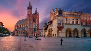 Krakow. Image of old town Krakow, Poland during sunrise.