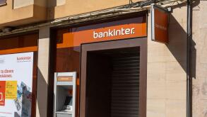 Manacor, Spain; may 14 2022: Closed bank office and ATM of the multinational bank Bankinter. Manacor, island of Mallorca, Spain
