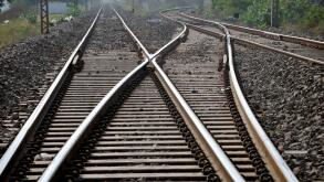 Railway track crossing, railroad track crossing, rail track crossing, railway track,