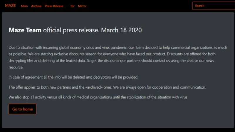 Maze Group press release March 2020