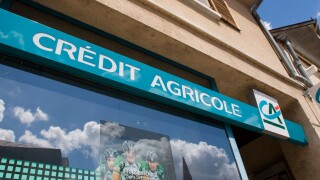 Credit Agricole sign France. Image shot 2008. Exact date unknown.