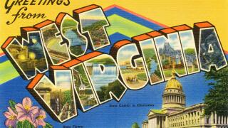 Large letter "Greetings from West Virginia " state name vintage postcard ca. 1930's-1940's
