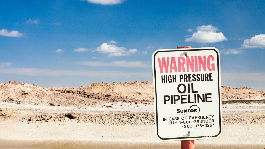 The tailings pond at the Syncrude mine north of Fort McMurray, Alberta, Canada.