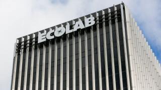 A logo sign outside of the headquarters of Ecolab, Inc., in St. Paul, Minnesota on October 24, 2015.