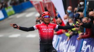 Pola de Lena, SPAIN: The rider of Team Arkea Samsic, Nairo Quintana (131) enters the winner of the first stage during the 1st stage of the Vuelta a Asturias between Oviedo and Pola de Lena, Spain on April 30, 2021. (Photo by Alberto Brevers / Pacific Pres