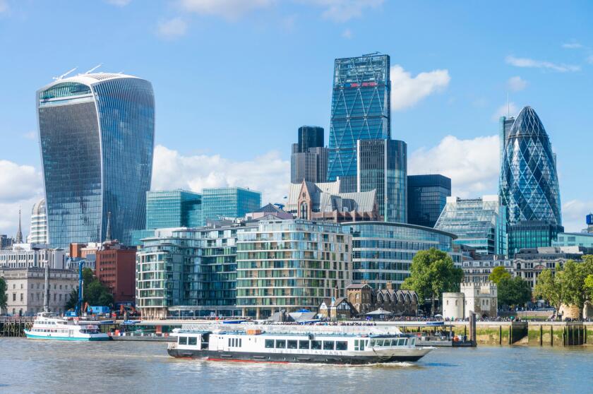 London City of London skyline financial district skyscrapers River Thames City of London UK GB Europe