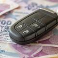 Car keys and Turkish lira. Business concept. Car insurance, Parking zone, transportation regulations, Leasing, Car loan, transportation costs, toll ro