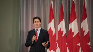 Prime Minster Justin Trudeau delivers remarks during a Liberal fundraising event in Brampton, Ont., on, Thursday, October 13, 2022.  THE CANADIAN PRESS/ Tijana Martin