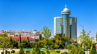Soviet-era apartment building in centre of Tashkent, Uzbekistan