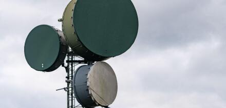 Military telecommunication antennas at Vardas in Faerder, Norway