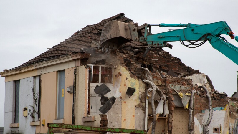 Residential Property_A house being demolished in Gladstone Street, Liverpool, Merseyside,  L7 1