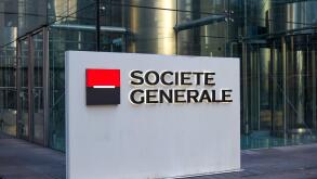 FEBRUARY 2022 - LA DEFENSE - FRANCE: view on the Societe Generale signboard