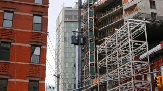 Construction scaffolding in New York City.