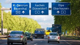 Cars driving on a German autobahn motorway in central Germany, Europe