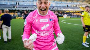 Kristiansand, Norway. 23rd Aug, 2025. Kristiansand 20250823. Start's goalkeeper Jacob Pryts after the 3-1 victory in the 1st division football match between Start and Aalesund at Sparebanken Norge Arena Kristiansand. Photo: Tor Erik Schroder/NTB This text