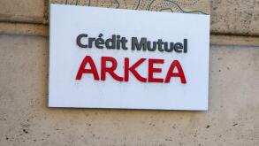 Bordeaux , France -  03 12 2024 : credit mutuel Arkea banque privee logo text and brand sign on entrance french private equity bank office on building