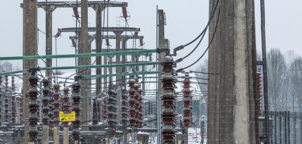 Electricity substation in the snow