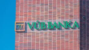 Svidnik, Slovakia - June 12, 2022: Logo of retail and commercial bank Vseobecna uverova banka.