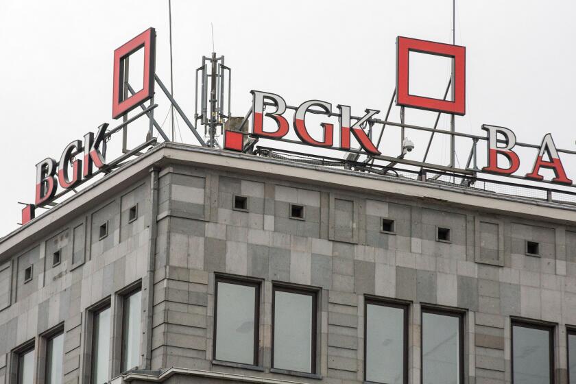 Polish National Development Bank; Bank Gospodarstwa Krajowego (BGK) signboard seen in Warsaw. (Photo by Karol Serewis / SOPA Images/Sipa USA)