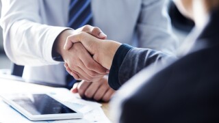 Business handshake in the office