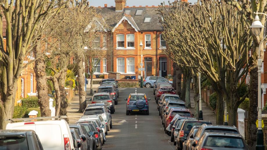 London- Residential street of terraced houses in Northfields, Ealing West London