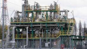 A view of the Snam factory gas storage plant, in Brugherio in Brugherio, Italy, Friday, April 1, 2022. (AP Photo/Luca Bruno)