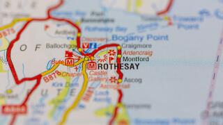 Rothesay shown on a road map or geography map