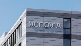 Vonovia SE, logo at the company headquarters, real estate group, Bochum, North Rhine-Westphalia, Germany