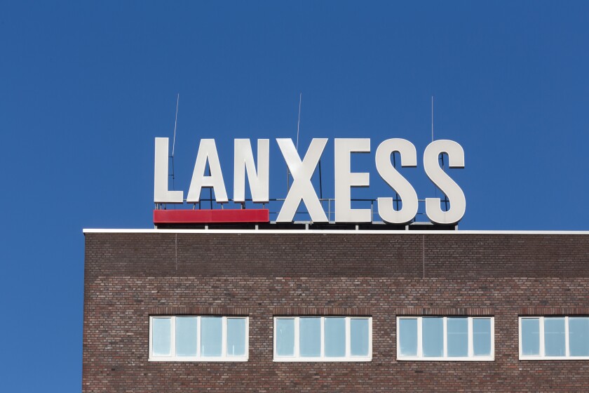 leverkusen, North Rhine-Westphalia/germany - 23 11 18: lanxess sign  in leverkusen germany