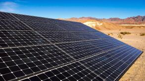Solar panels soak up the sun in the Mojave Desert in Death Valley National Park