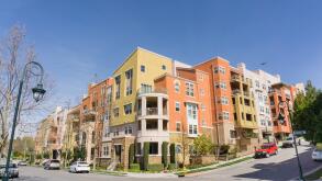 Residential multifamily building situated on a corner on top of telecommunication hill, San Jose, California