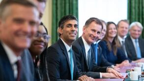 RETRANSMITTING CORRECTING POSITION OF HUNT Prime Minister Rishi Sunak (centre), alongside the Chancellor of the Exchequer, Jeremy Hunt (centre right), holds his first Cabinet meeting in Downing street. Picture date: Wednesday October 26, 2022.