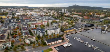Aerial drone scenery of Kuopio city in Eastern finland. Norrthern Savonia