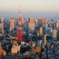 Tokyo Tower and city skyline at sunset, Minato district, Tokyo, Japan