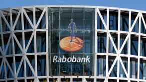 Roelofsarendsveen, Netherlands-may 5, 2015: Rabobank sign on a wall in Roelofsarendsveen