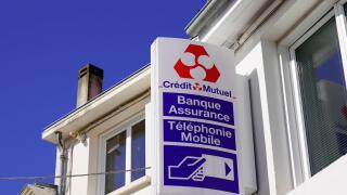 Bordeaux , Aquitaine / France - 10 10 2020 : credit mutuel logo sign for insurance bank office on building facade
