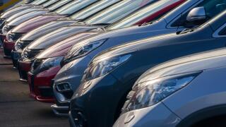 Line of Used Cars For Sale on Showroom Forecourt