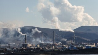 Mining and Metallurgical Plant Norilsk Nickel aka Nornickel. A large amount of harmful emissions into the atmosphere greatly degrade the environment, 575, CEE, Russia