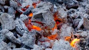 Charcoal embers ready for grilling