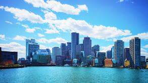 Skyline of the center of Boston, USA. It is one of the oldest cities in the United States.